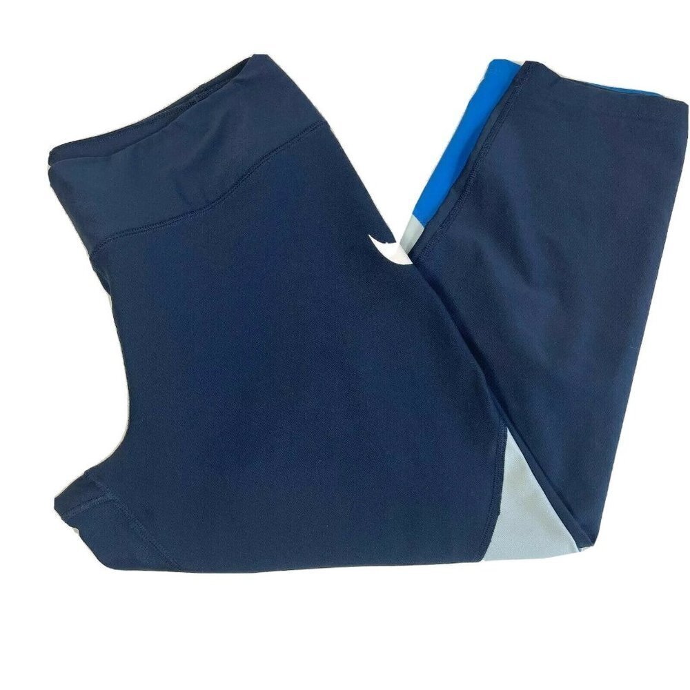 Nike Drifit Power Victory Run Training Crop Leggings Blue XL‎ Stretch 933789